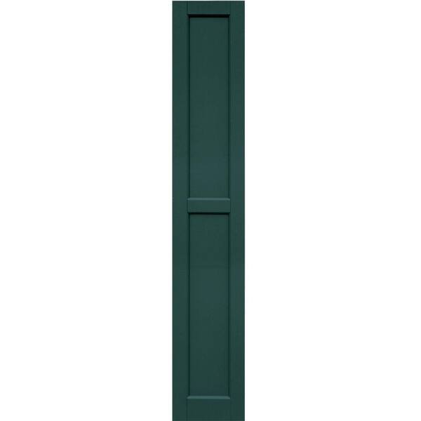 Winworks Wood Composite 12 in. x 70 in. Contemporary Flat Panel Shutters Pair #633 Forest Green