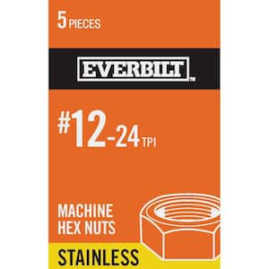 #12-24 Stainless-Steel Machine Screw Nuts (5-Pack)