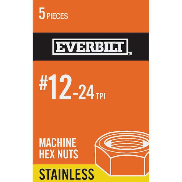 Everbilt #12-24 Stainless-Steel Machine Screw Nuts (5-Pack)