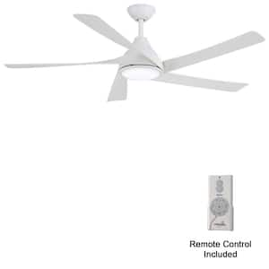 Transonic 56 in. Indoor Flat White Windmill Ceiling Fan with Warm White Integrated LED with Remote Included