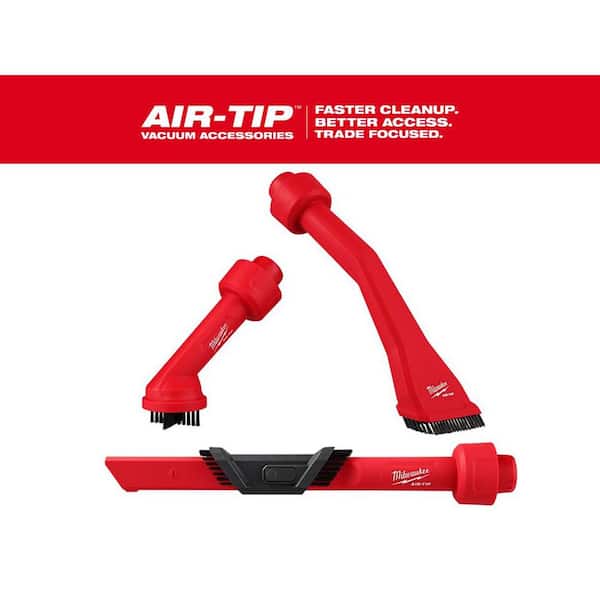 Milwaukee AIR-TIP 1-1/4 in. - 2-1/2 in. Cross Brush Tool, 3-IN-1 Crevice and Brush Tool, and Claw Utility Nozzle w/Brushes