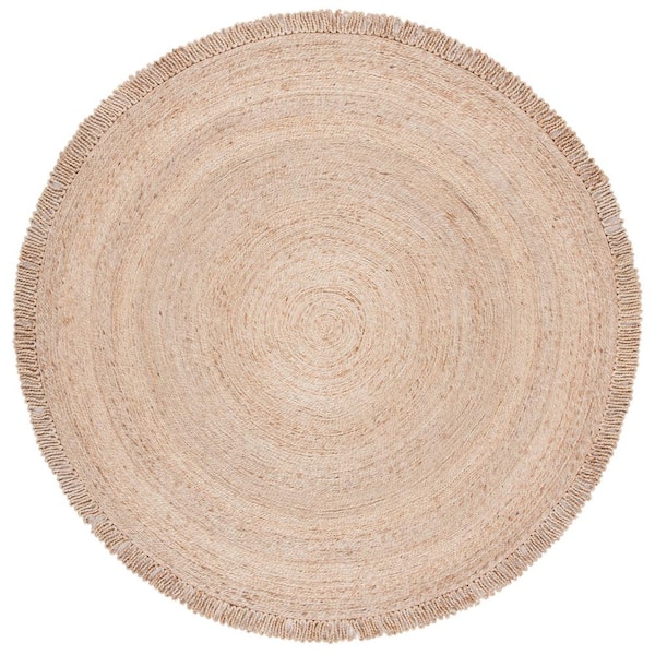 SAFAVIEH Natural Fiber Beige 7 ft. x 7 ft. Woven Floral Round Area Rug