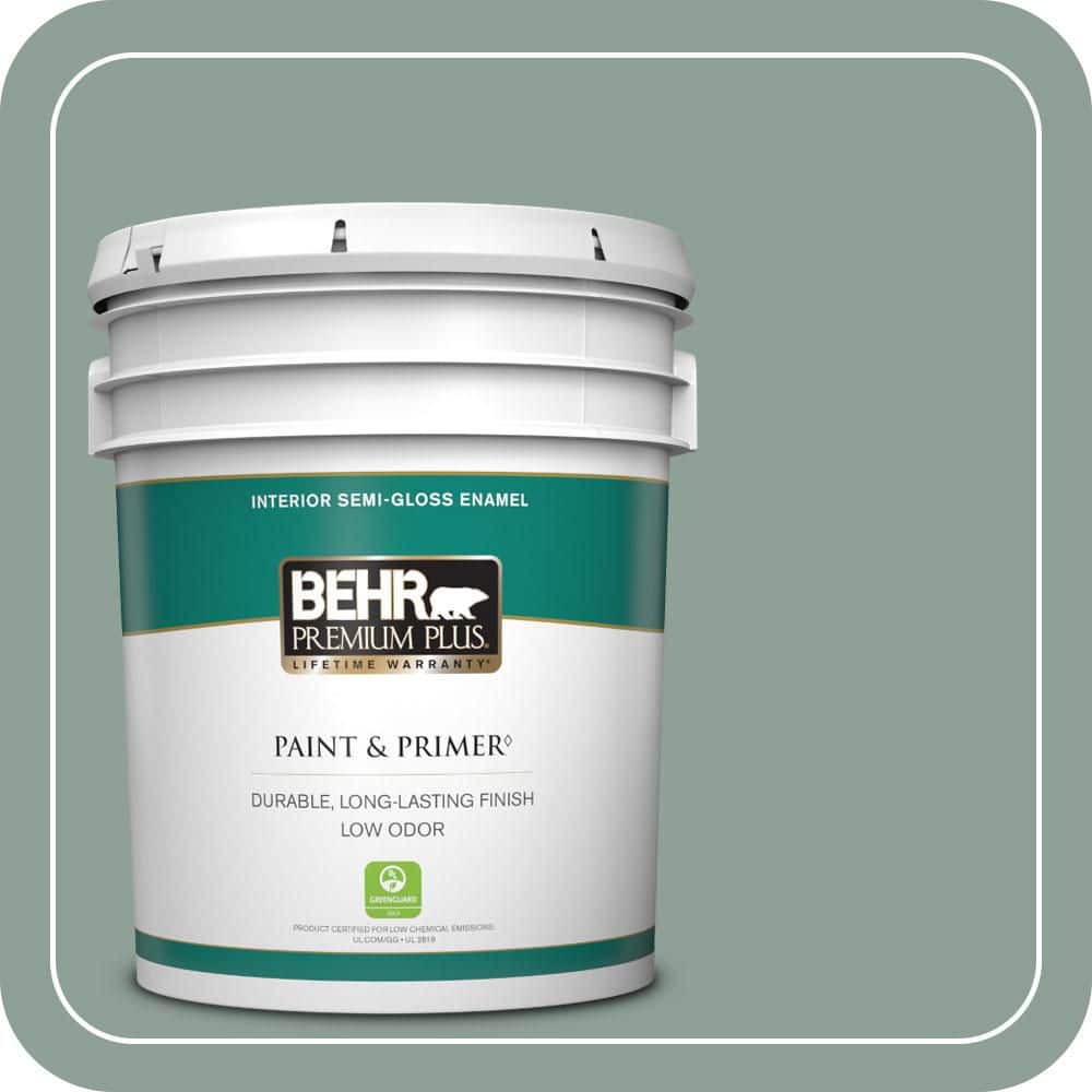 5 gal. #QE-44 Eucalyptus Semi-Gloss Enamel Low Odor Interior Paint & Primer price history on PriceWatchPro