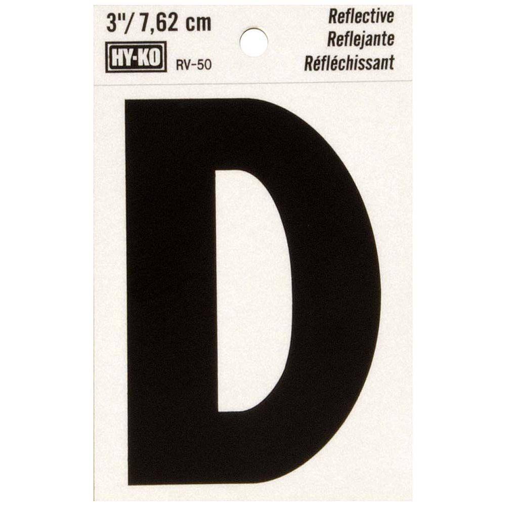 HY-KO 3 in. Vinyl Reflective Letter D RV-50/D - The Home Depot