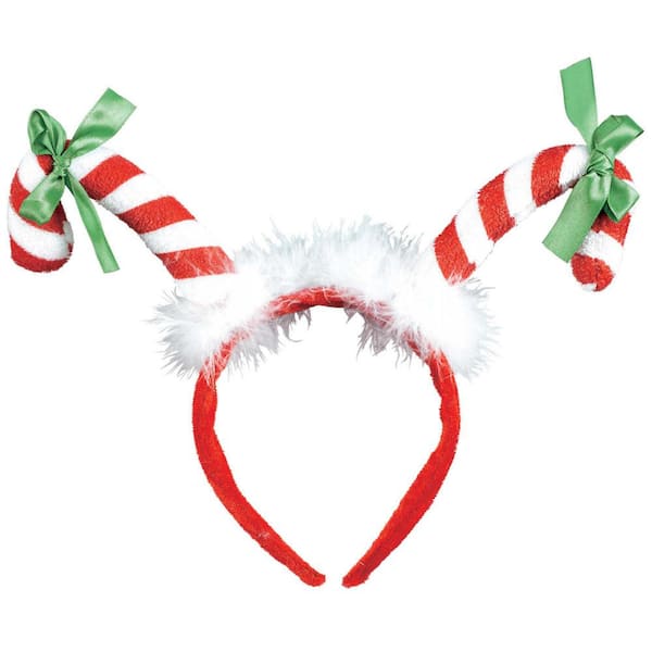 Amscan 13 in. x 10 in. Candy Cane Christmas Headband (3-Pack)