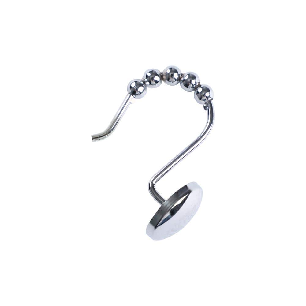 Polished Chrome Single Shower Curtain Hooks Set of 12