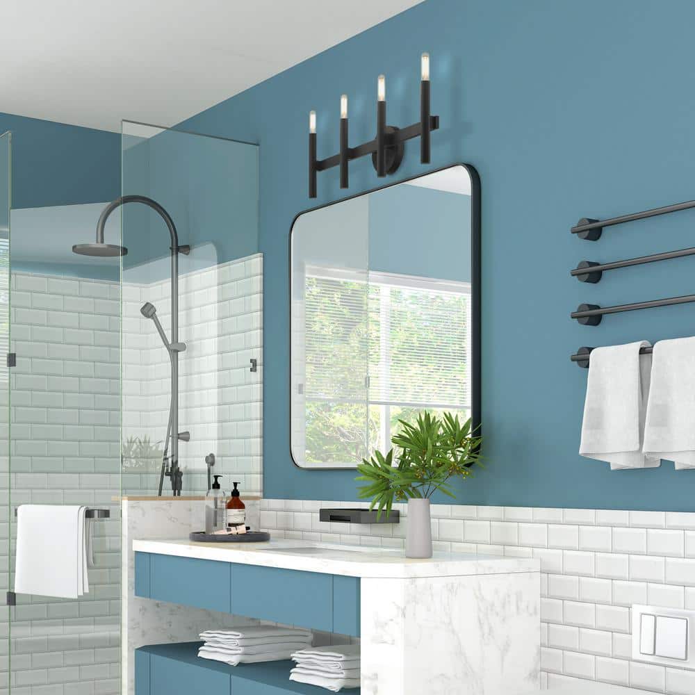 Copenhagen Black Steel 4-Light Dimmable Vanity Sconce