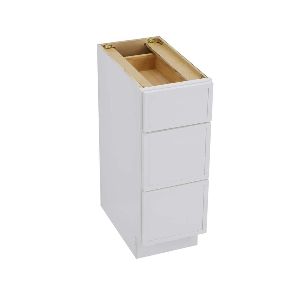 White 12" Freestanding Birch and Plywood Storage Cabinet with 3 Drawers