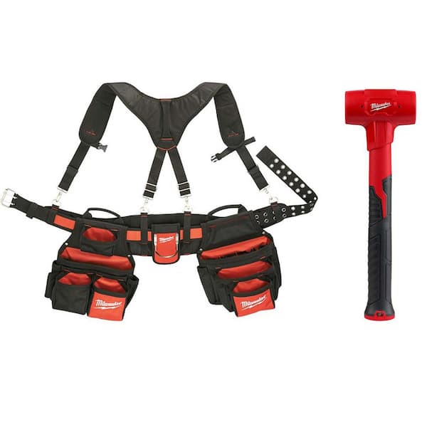 Milwaukee Contractors Work Belt with Rig with 28 oz. Dead Blow Hammer