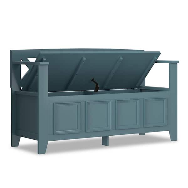 Simpli Home Amherst 48 in. Wide Solid Wood Entryway Storage Bench