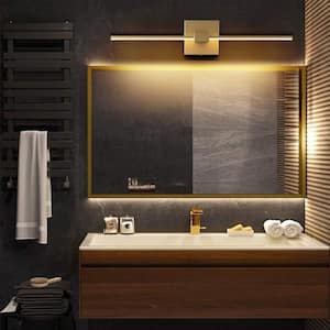 Hallum 23.6 in. 1-Light Modern Gold Aluminum Linear Wall Light Dimmable Integrated LED 3000K Bathroom Vanity Light Bar