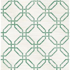 Phaius Green Trellis Paper Strippable Roll (Covers 56.4 sq. ft.)