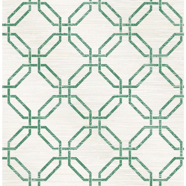 Brewster Phaius Green Trellis Paper Strippable Roll (Covers 56.4 sq. ft.)