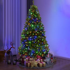 6 ft. Pre-Lit LED Full Artificial Christmas Tree with 350 Multi-Color Lights and Metal Stand