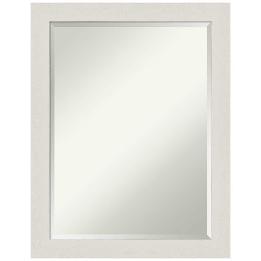 Rustic Plank White Narrow 27.5" x 21.5" Beveled Bathroom Vanity Mirror
