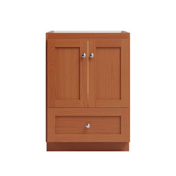 Shaker 24 in. W x 21 in. D x 34.5 in. H Bath Vanity Cabinet without Top in Medium Alder