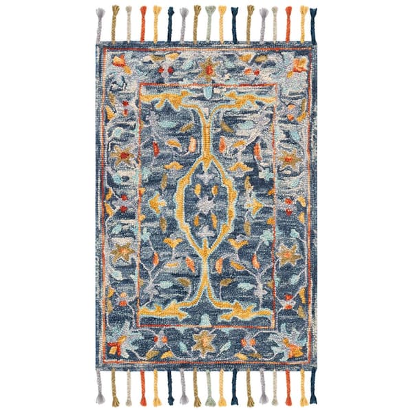 SAFAVIEH Aspen Blue/Rust 2 ft. x 5 ft. Border Area Rug