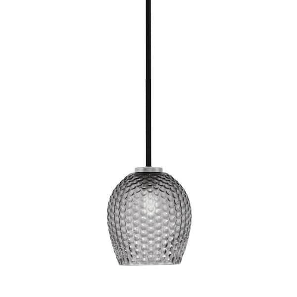 Elonia 100-Watt 1 Light Matte Black & Graphite Stem Mini Pendant Light ...