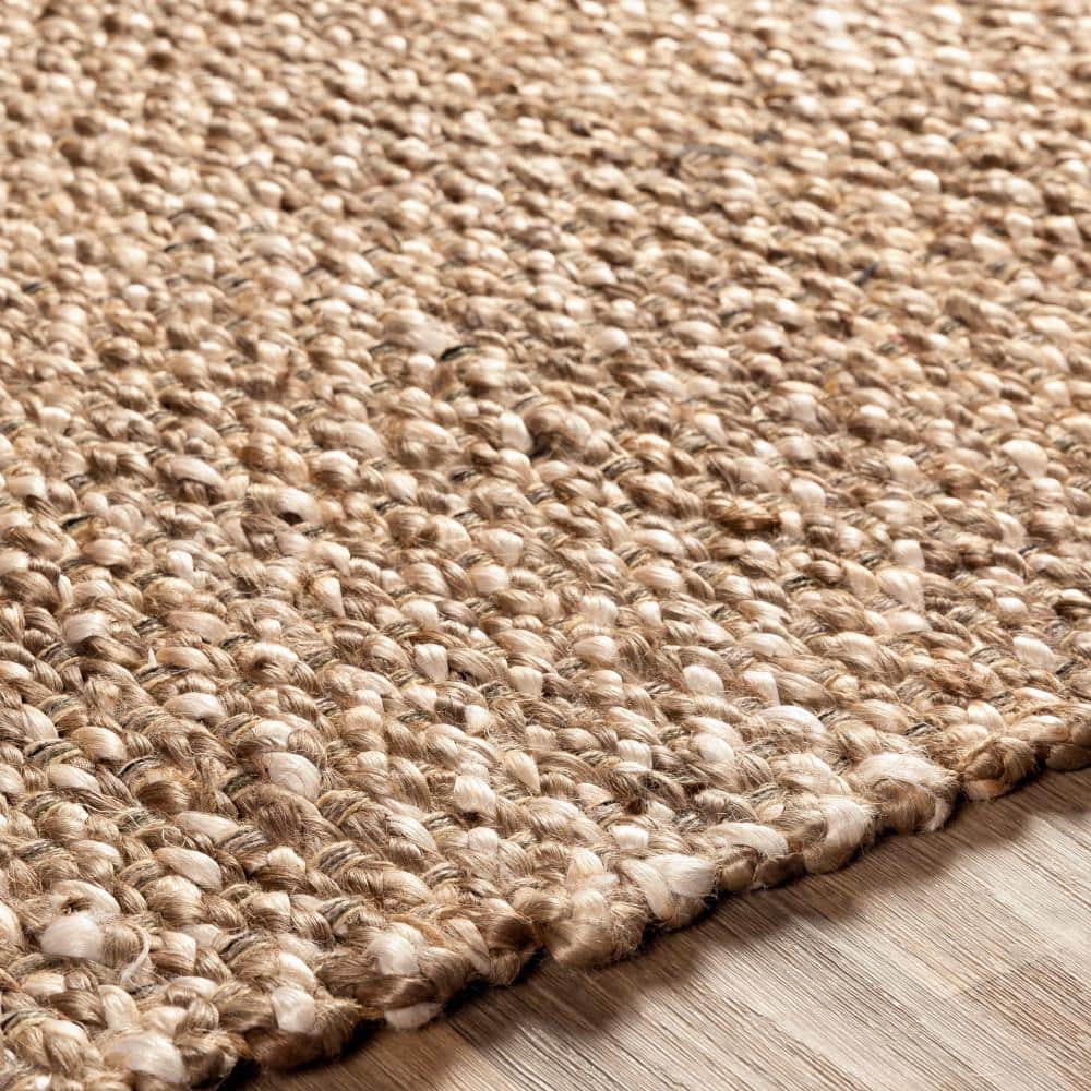 Taupe Handwoven Jute Rectangular Area Rug 5' x 7'