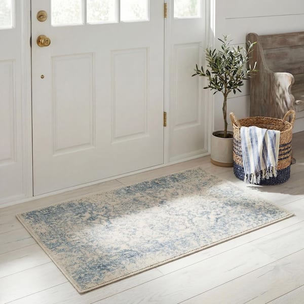 Adirondack 2 ft. x 3 ft. Ivory/Slate Oriental Accent Rug