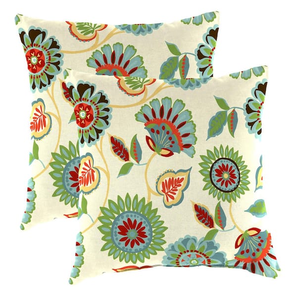22 in. L x 22 in. W x 8 in. T Square Outdoor Throw Pillow in Doreen Blonde (2-Pack)