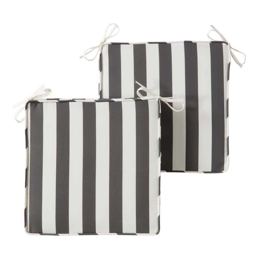 アウトドア寝具 Pasand Cotton Stripe Seat Cushion Cabana Stripe Black & Ivory Deep Seating Outdoor Cushion Set