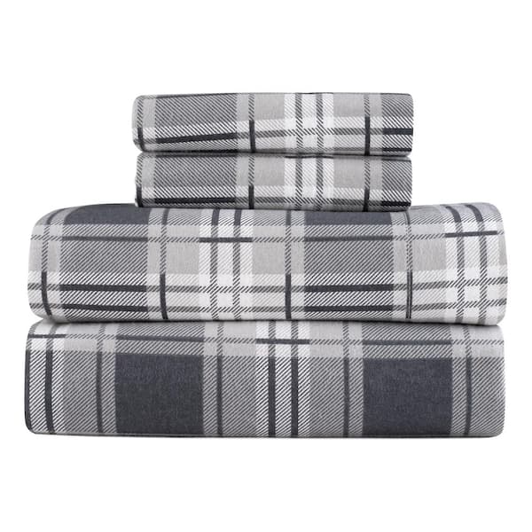 Kathy Ireland 4-Piece Eden Plaid 100% Turkish Cotton Flannel Cal King Sheet Set