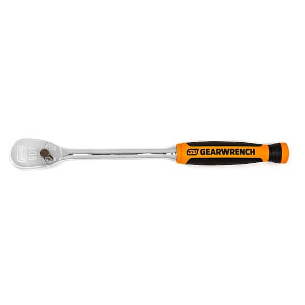 GEARWRENCH 1/4 in. Drive 90-Tooth Long Handle Dual Material Teardrop Ratchet