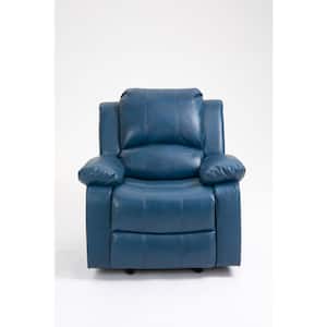 38 in.W Blue Faux Leather 8-Point Massage Recliner