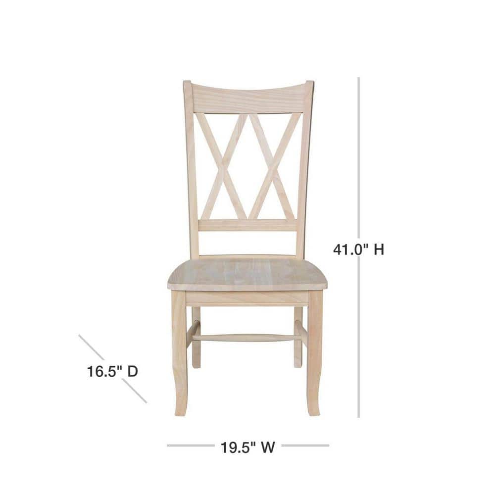 Elegant White Solid Wood High Cross-Back Side Chair, Set of 2