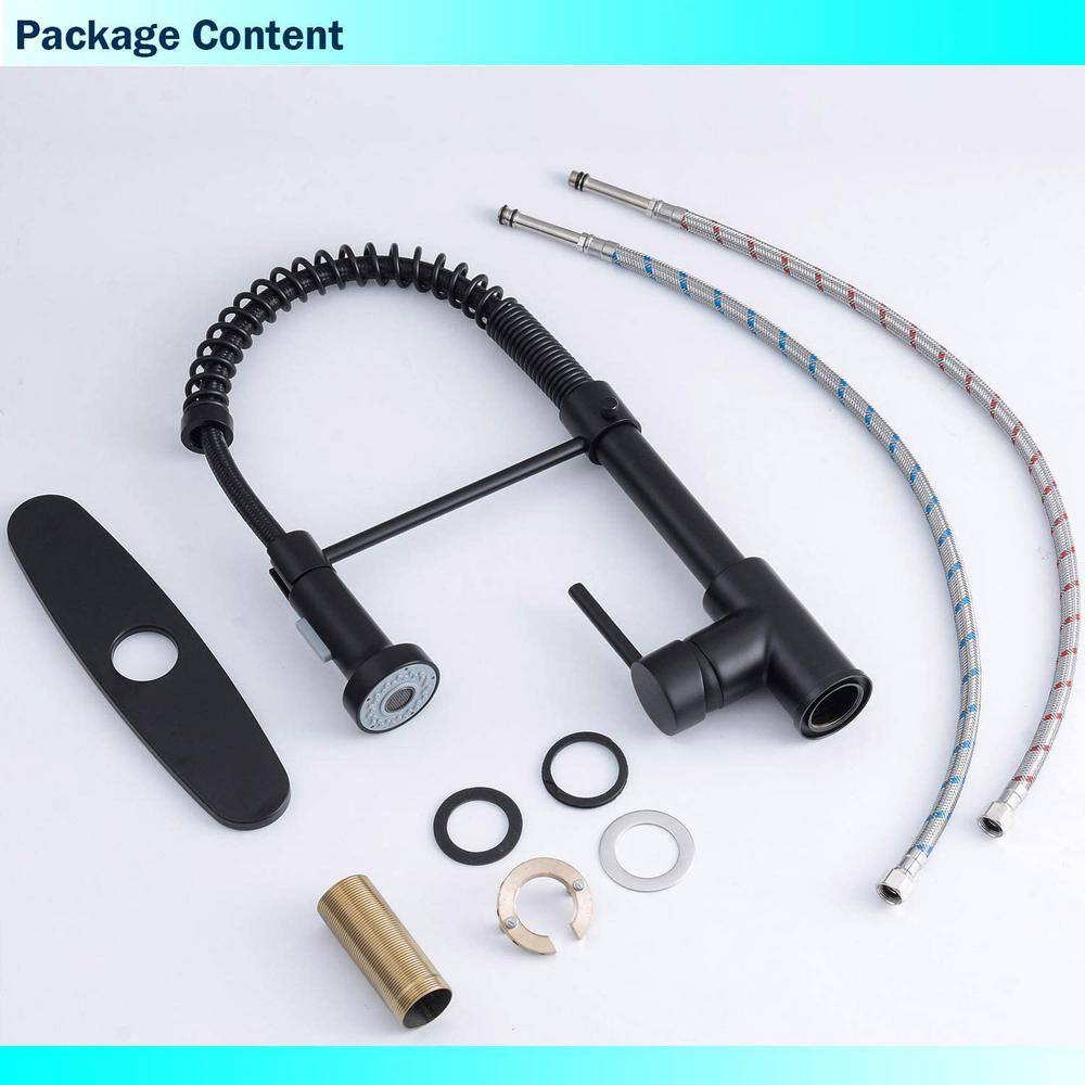 Matte Black Stainless Steel Pull-Down Kitchen Faucet with Spray
