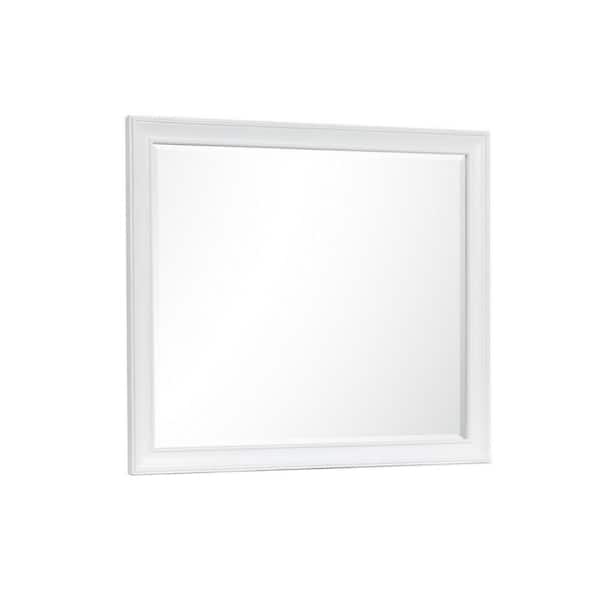 Benjara 1.38 in. x 36.97 in. Rectangular Wooden Frame White Dresser Mirror