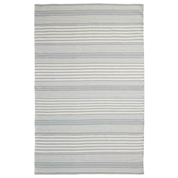 Rugby Stripe Handwoven Light Blue 8 ft. x 10 ft. Outdoor Area Rug