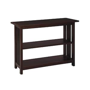 Mission 24 in. Espresso Wood 2-shelf Etagere Bookcase with Adjustable Shelves