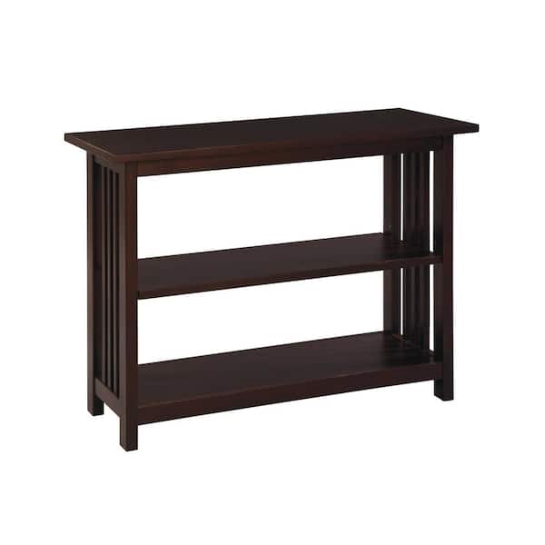 Alaterre Furniture Mission 24 in. Espresso Wood 2-shelf Etagere Bookcase with Adjustable Shelves