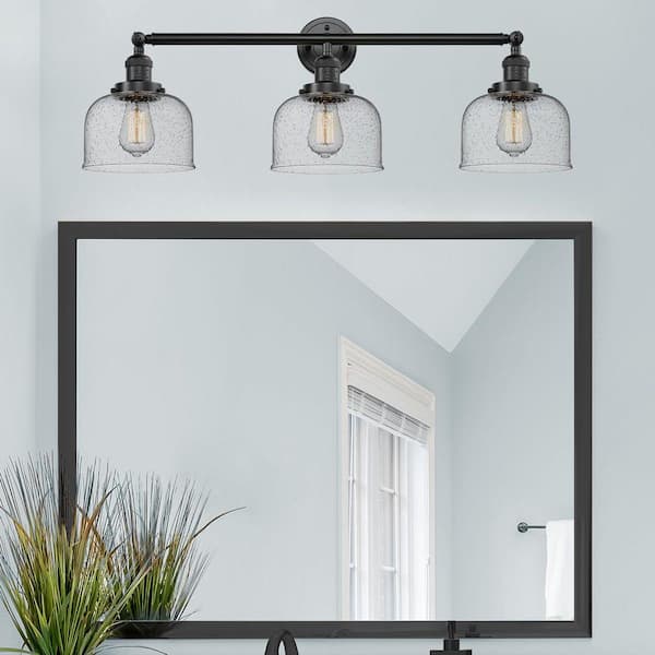 Bell 32 in. 3-Light Oil Rubbed Bronze Vanity Light with Glass Shade