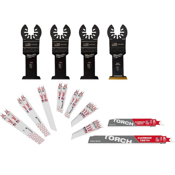 Milwaukee 1-3/8 in. Multi-Tool Oscillating Blade Set with SAWZALL Metal Cutting Bi-Metal Reciprocating Saw Blade Set (22-Piece)