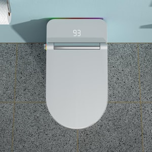 Elongated Bidet Toilet 1.28 GPF in White with Seat Heating, Female Washing, Auto Flushing, Night Light, LED Screen