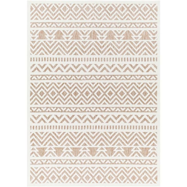 Livabliss San Cream/Tan Bohemian 7 ft. x 9 ft. Indoor/Outdoor Area Rug