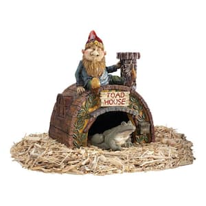 11.5 in. H Garden Gnome's Toad House Statue