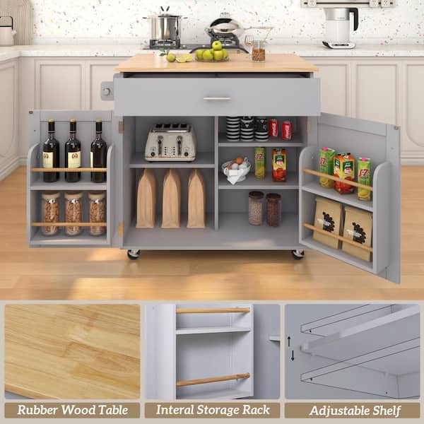 Bayfeve Kitchen Island with Drop Leaf, Kitchen Storage Cart with 3 Tier Pull Out Cabinet Organizer, Internal Storage Rack, Rolling Kitchen Cart on Wheels with Towel Rack, 2 Drawers, for Kitchen, Black