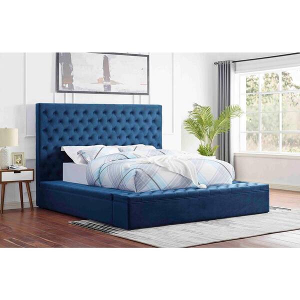 Best Master Furniture Jonathan Velvet Blue Queen Tufted Bed With Storage Yy136blq The Home Depot Best Master Furniture Jonathan Velvet, Blue Velvet Queen Bed With Storage