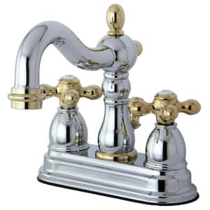 Heritage 4 in. Centerset 2-Handle Bathroom Faucet in Chrome and Polished Brass
