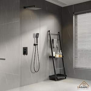 1-Spray Patterns 10 in. Wall Mounted Rainfall Dual Shower Heads with Handheld Shower in Matte Black