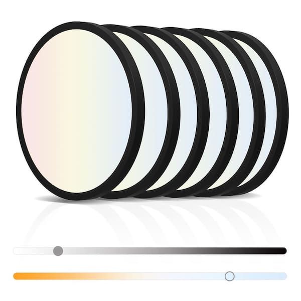 12 in. 24-Watt Dimmable LED Black Modern Flush Mount Ultra-Slim Ceiling Light Fixture with 5 CCCT Selectable (6-Pack)