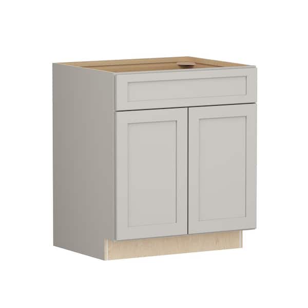 Shaker Full Overlay 30 in. W. x 24 in. D x 34.5 in. H Plywood Assembled Base Kitchen Cabinet in Stone Gray