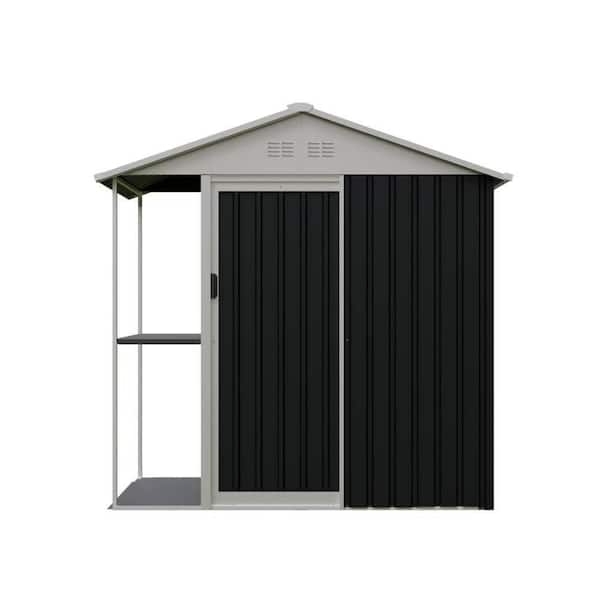 6 ft. W x 4 ft. D Outdoor Metal Storage Shed with Lockable Doors Gray