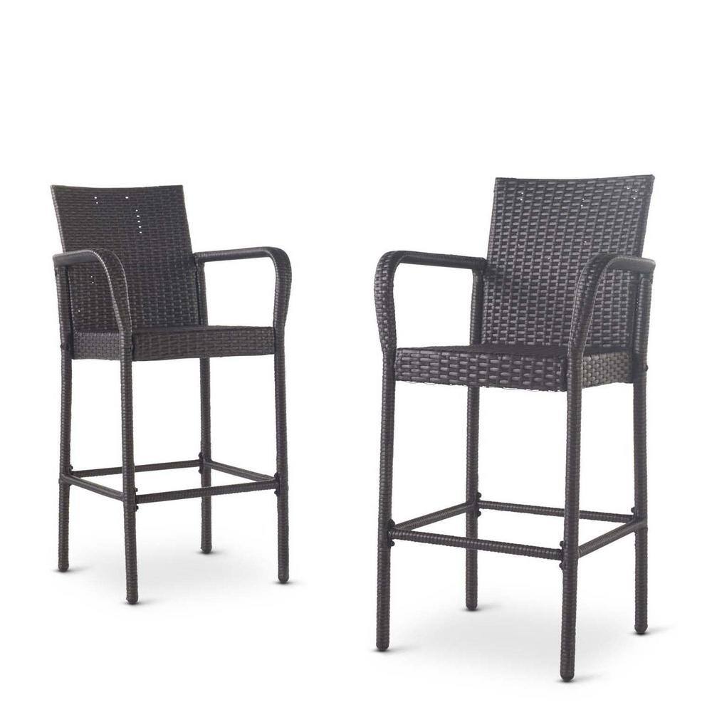 Tunearary Gray Wicker Contemporary Outdoor Bar Stool (2Pack) w1608wszb39 The Home Depot