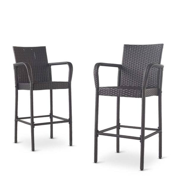 Tunearary Gray Wicker Contemporary Outdoor Bar Stool (2Pack) w1608wsz
