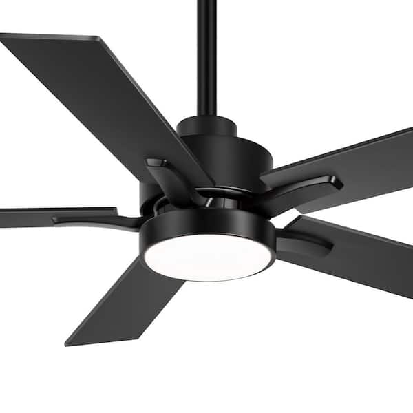 Walter 42 in. Indoor Black Ceiling Fan with Adjustable White LED Light, 5 Reversible Blades and Remote Control Included